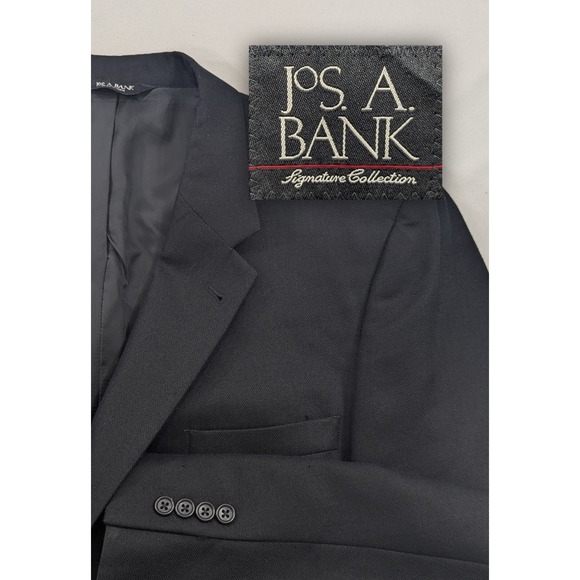 Jos. A Bank Blazer Coat Sport Jacket Silk Camel hair Herringbone Black 50R 52